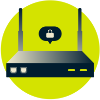 Router with padlock.