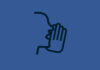 Someone whispering with a hand up.
