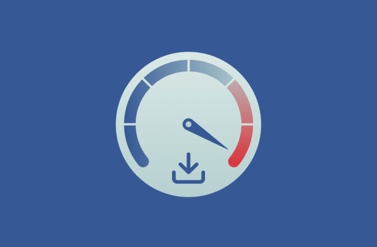 Speedometer with download symbol.